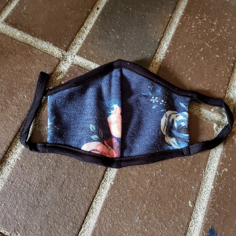 Navy Floral Face Mask